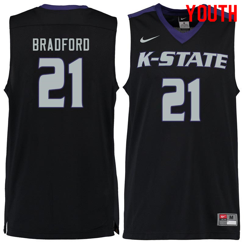Youth #21 Davion Bradford Kansas State Wildcats College Basketball Jerseys Sale-Black - Click Image to Close